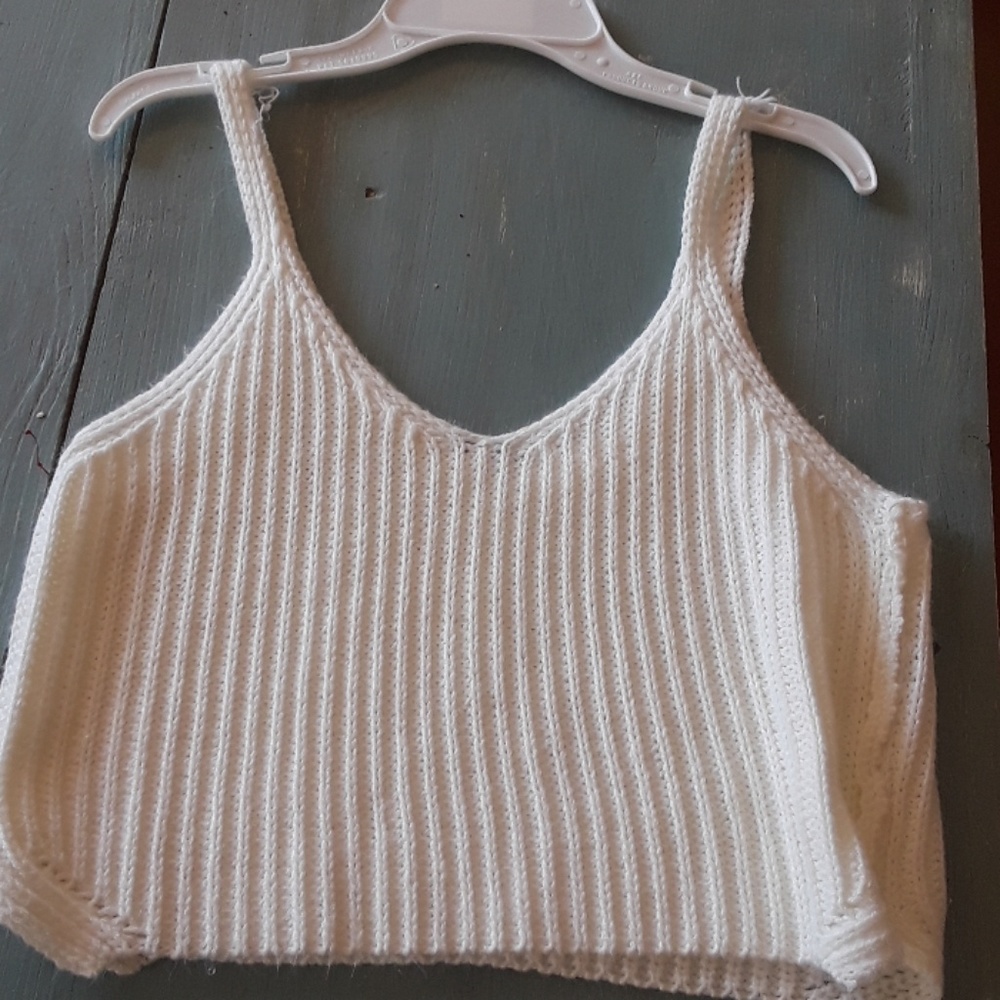 Cream colored knit crop top